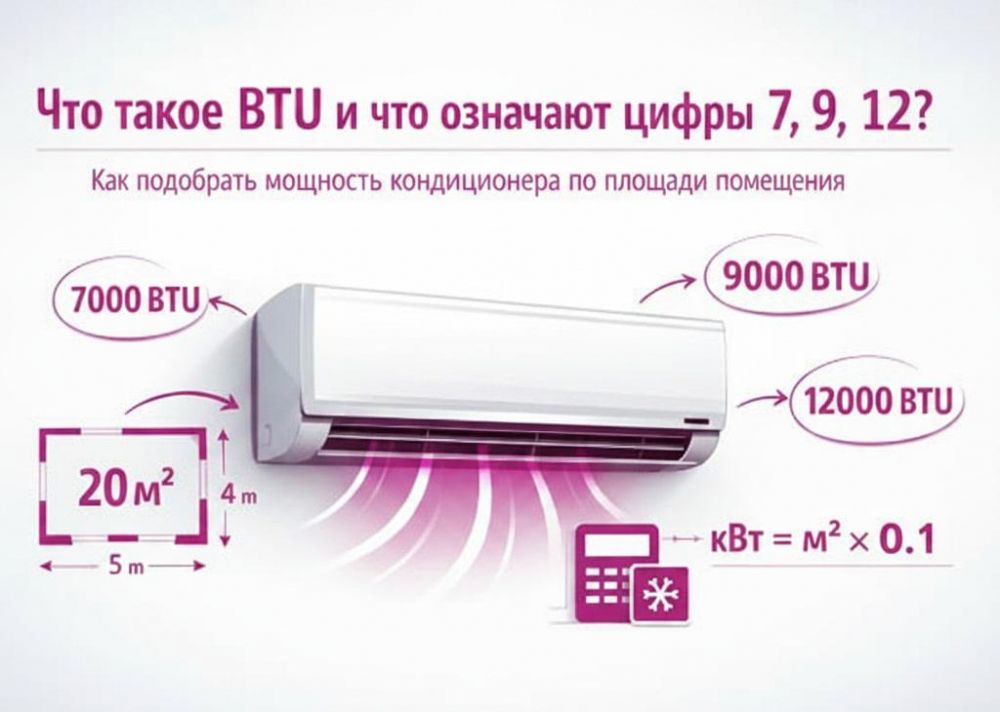 BTU кондиционера. Что обозначают цифры "7", "9", "12"?