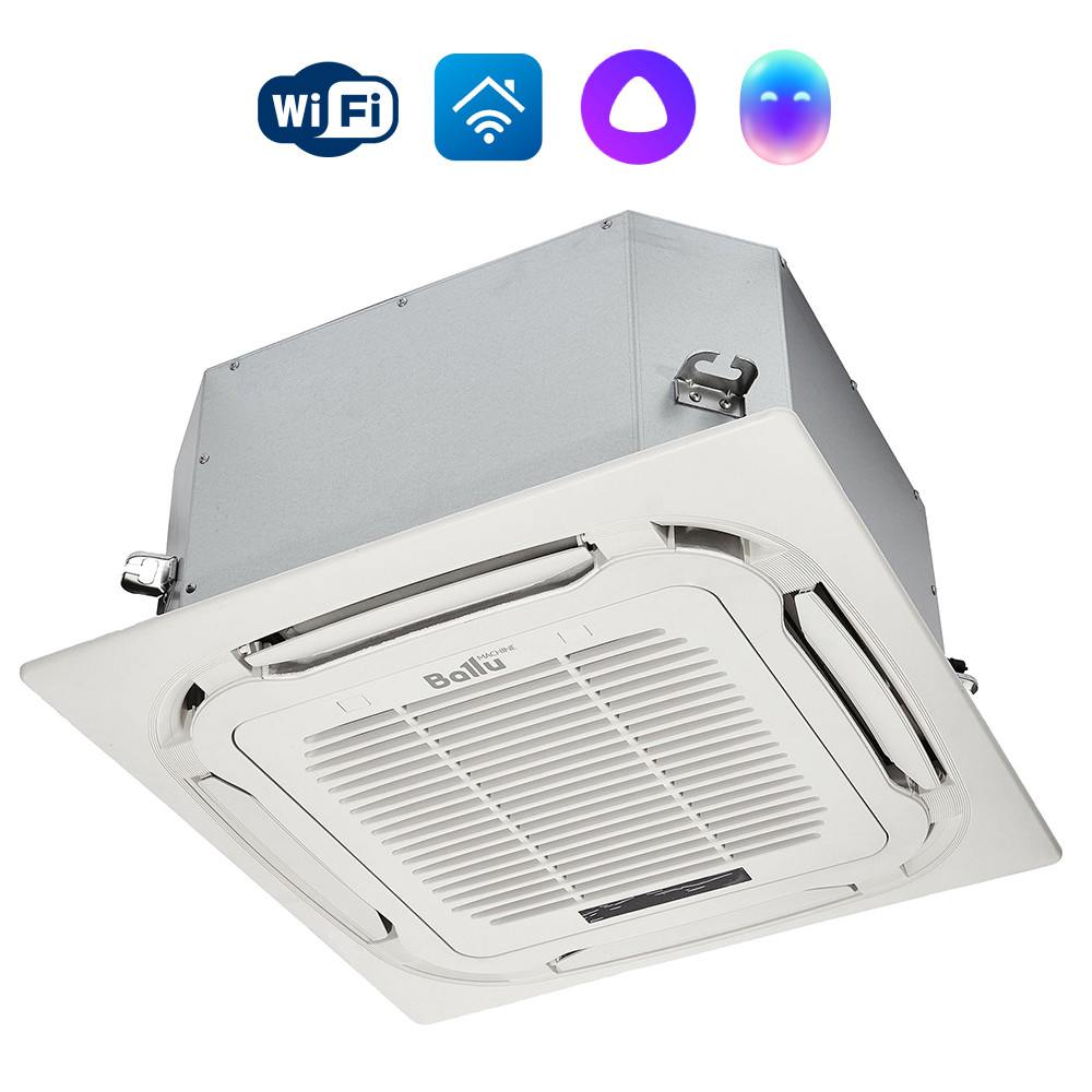 Комплект Ballu Machine BLC_C-12HN1_21Y (compact) полупромышленной сплит-системы, кассетного типа — детальное фото, обзор