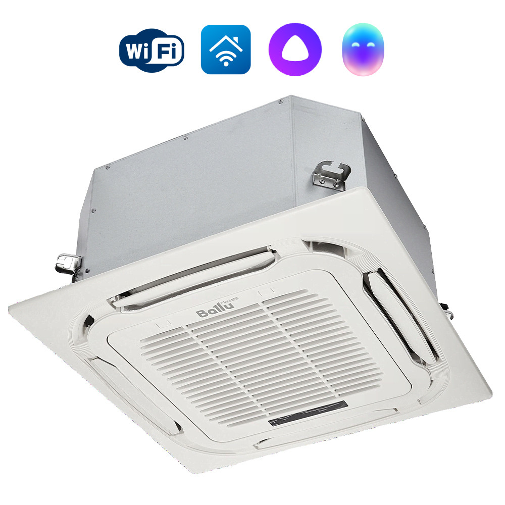 Комплект Ballu Machine BLC_C-18HN1_21Y (compact) полупромышленной сплит-системы, кассетного типа — детальное фото, обзор